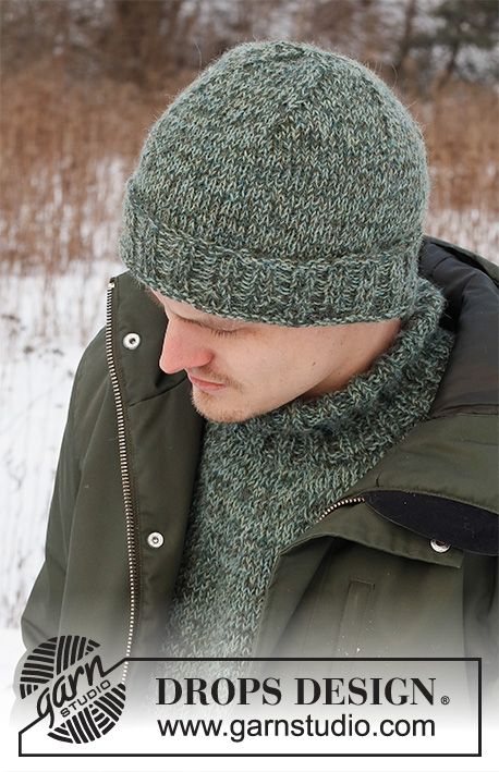 Sea Crest Hat / DROPS 224-24 - Free knitting pattern Male Beanie Crochet Pattern, Knitted Caps For Men, Men’s Knit Beanie Pattern Free, Knitted Hat Men, Mens Knitted Hat Patterns Free, Knitting Beanies, Stocking Stitch Knitting, Mens Hat Pattern, Mens Crochet Beanie