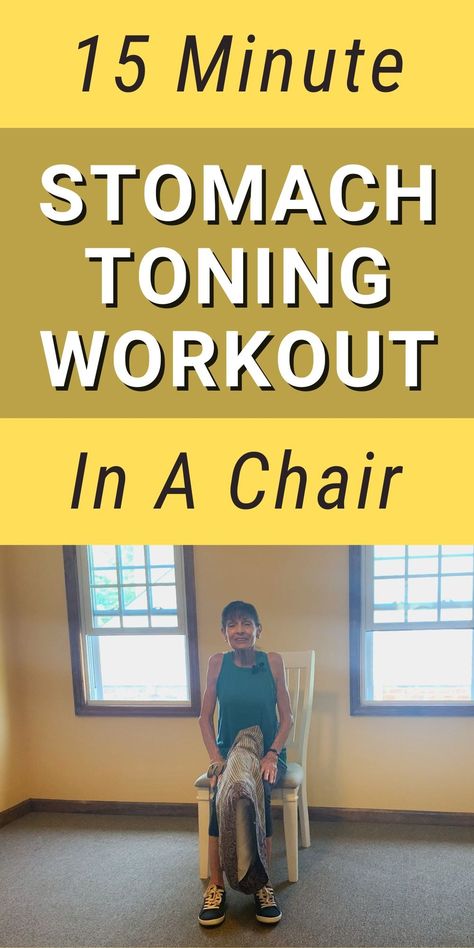 Stomach Toning Workout In A Chair - Fitness With Cindy Workout In Chair, Lady Exercise, Stomach Toning, Chair Fitness, Chair Exercises For Abs, Fitness With Cindy, Stomach Toning Workouts, Chair Exercise, Neck And Shoulder Exercises