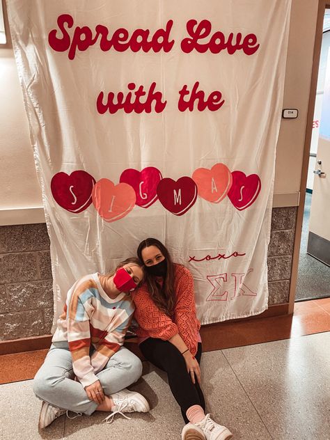 Galentines Party Sorority, Sisterhood Banner, Sorority Valentines Day, Valentines Sorority, Sorority Banner Ideas, Valentines Day Event, Sisterhood Ideas, Valentines Event, Kappa Delta Chi