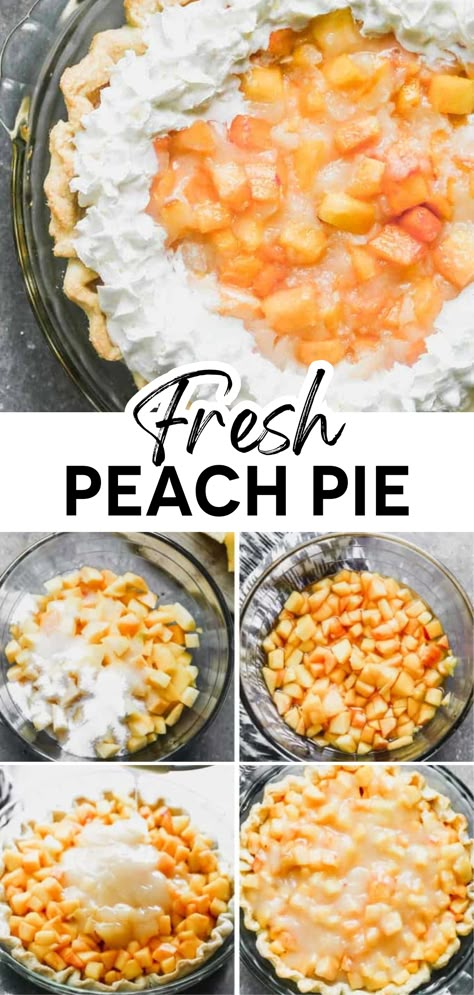 Fresh Peach Recipes Pie, Cold Peach Pie, Fresh Peach Pie Recipes, Peach Pie Recipes Easy, Fresh Fruit Pie, Summertime Meals, Peach Pie Recipe, Fresh Peach Recipes, Fresh Peach Pie