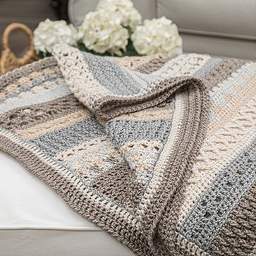 Blanket Styling, Crochet Sampler Afghan, Striped Afghan, Chunky Crochet Blanket Pattern, Bobble Crochet, Caron Yarn, Annie's Crochet, Crochet Throw Pattern, Blanket Design