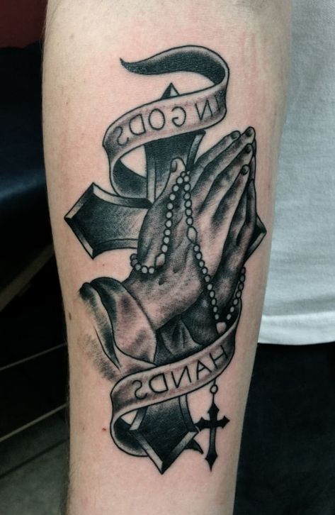 Rosary Beads Tattoo, Hands With Rosary, Egyptian Symbol Tattoo, Beads Tattoo, Rosary Tattoo On Hand, Prayer Hands Tattoo, Praying Hands With Rosary, Rosary Bead Tattoo, Prayer Tattoo