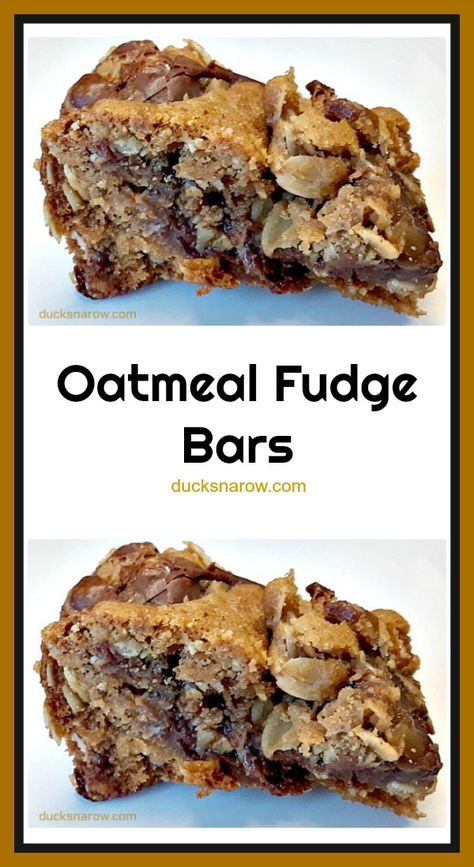 Fudgy Oatmeal Chocolate Bars - June 2022 - Ducks 'n a Row Oatmeal Chocolate Bars, Oatmeal Fudge, Oatmeal Fudge Bars, Chocolate Oatmeal Bars, Fudge Bars, Sweet Bar, Chocolate Oatmeal, Oatmeal Chocolate, Oatmeal Bars