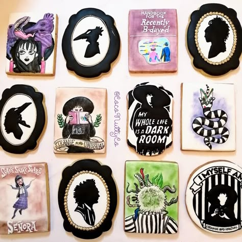 Beetlejuice Cookies Royal Icing, Beetlejuice Sugar Cookies Decorated, Beetlejuice Decorated Cookies, Beetlejuice Sugar Cookies, Beetle Juice Cookies, Beetlejuice Cookies Decorated, Beetlejuice Cookies, Thirty Fine, Beetlejuice Birthday