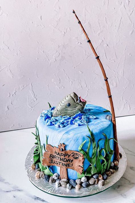 Fishing Theme Cakes For Men, Gone Fishing Cakes For Men, Fishing Themed Cakes, Gone Fishing Birthday Cake, Fishing Cakes For Men Fisherman, Fishing Themed Birthday Cake, Fish Cakes Birthday, Fishing Cakes For Men Birthdays, Fish Cake Ideas