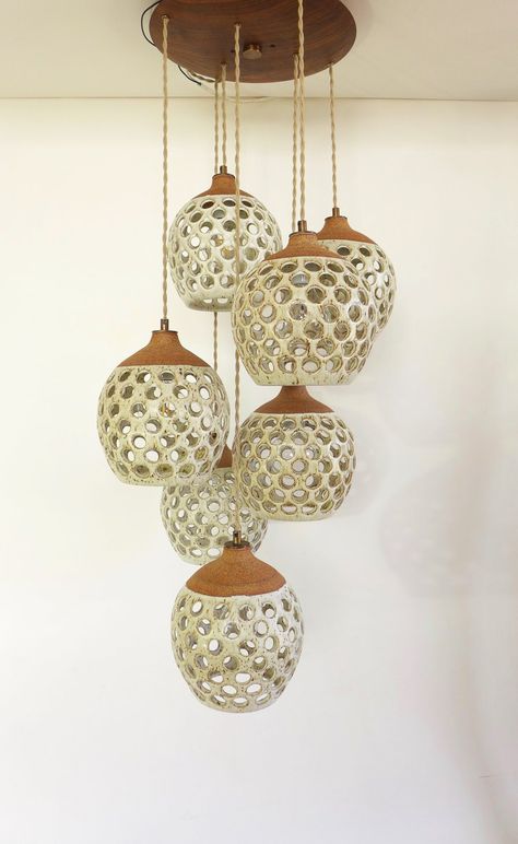 Chandeliers — HEATHER LEVINE CERAMICS Pottery Lighting, Coconut Shell Crafts, Modern Lanterns, Colored Clay, Pottery Animals, Pottery Form, I Love Lamp, Ceramic Light, Pottery Classes