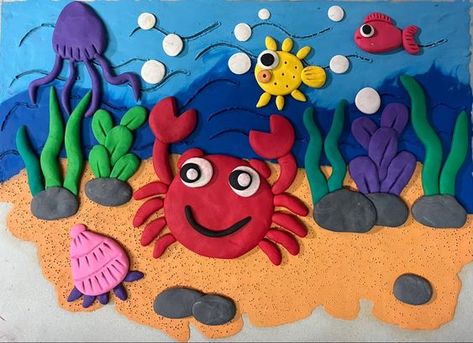 Clay Ocean, Kindergarten Art Crafts, Play Doh For Kids, Maker Fun Factory Vbs, Clay Art For Kids, Art Kits For Kids, Clay Crafts For Kids, Sea Crafts, Preschool Art Activities