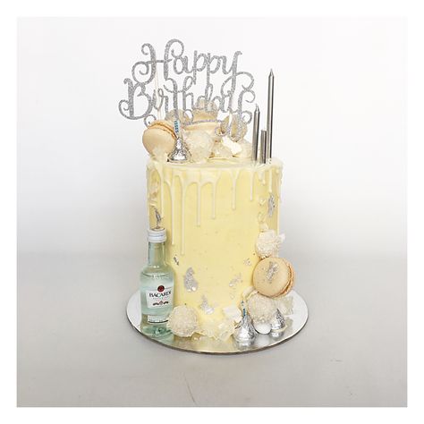 Cake With Cake Topper, White Chocolate Mud Cake, White Silver Wedding, Bottle Cake, Chocolate Mud Cake, Candle Topper, Dream Night, Mud Cake, Chocolate Drip