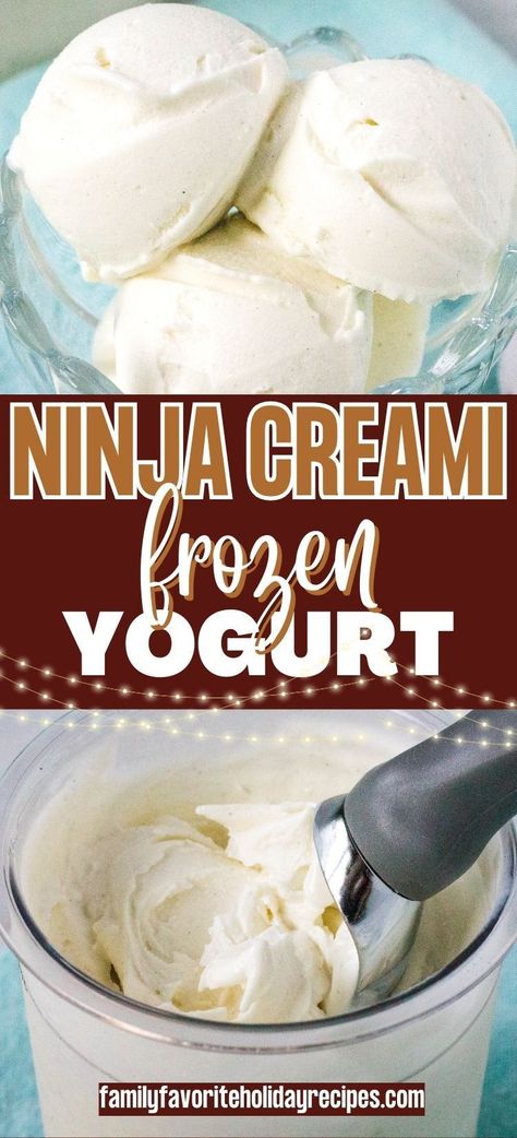 Did you know you can make healthy frozen yogurt in the Ninja Creami? Use your favorite yogurt flavor, whether vanilla, strawberry, or chocolate, and watch the Ninja Creami transform it into a rich and creamy frozen treat! Greek yogurt makes a high protein dessert you can feel good about. Frozen Yogurt Recipe Ice Cream Maker, Creami Frozen Yogurt, Recipes Greek Yogurt, Yogurt Ice Cream Recipe, Greek Yogurt Ice Cream, Keto Ice Cream Recipes, High Protein Dessert, Frozen Yogurt Recipe, Healthy Frozen Yogurt