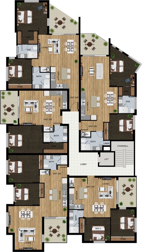 Residential Building Plan, Plan 2d, 2d Floor Plan, Small Apartment Building, Create Floor Plan, Pelan Rumah, 3d Floor Plans, 3d Architectural Rendering, Residential Building Design