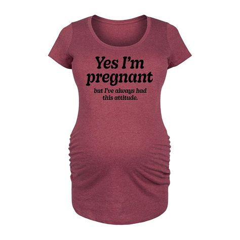 She'll love the look and feel of this Maternity Pregnant Always Had This Attitude Graphic Tee. She'll love the look and feel of this Maternity Pregnant Always Had This Attitude Graphic Tee. FEATURES Crewneck Short SleevesFIT & SIZING 33 1/2-in. length from shoulder to hemFABRIC & CARE Solid: Cotton Heather: Cotton/Polyester Machine wash Imported Size: S-Mat. Color: Red. Gender: female. Age Group: kids. Dinosaur Graphic Tee, Maternity Graphic Tees, Arrows Graphic, Mom Graphic Tees, Football Graphic Tee, Tired Mom, Fall Maternity, Football Baby, Character Graphic