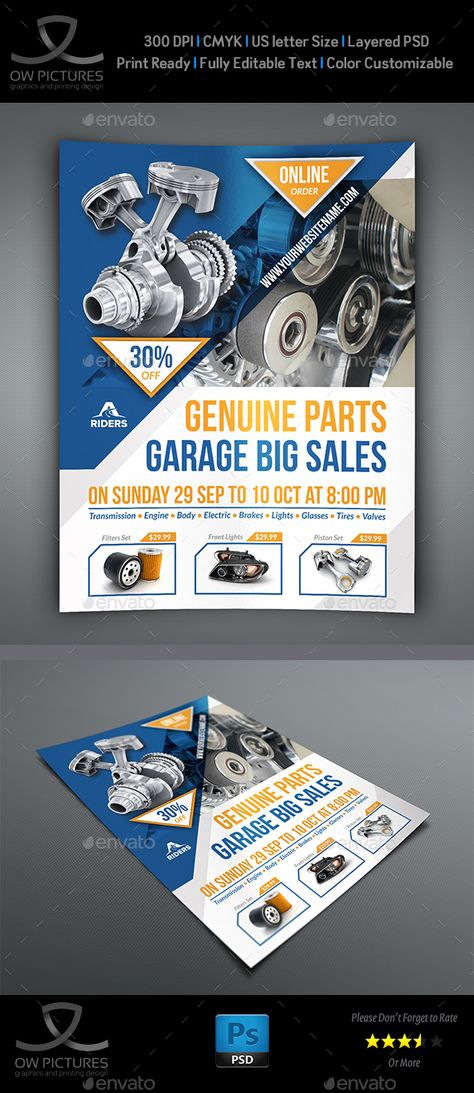 Auto Parts Flyer Template PSD. Download here: http://graphicriver.net/item/auto-parts-flyer-template/16396574?ref=ksioks Automobile Brochure Design, Automotive Flyer Design, Auto Parts Poster, Car Catalog Design, Product Flyer Design, Product Flyer, Flyer And Poster Design, Event Flyer Templates, Creative Flyers