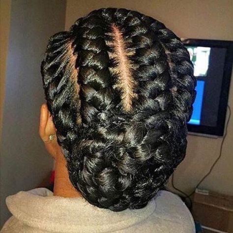 Low Braided Bun Braids For Black, Twisted Hair, Goddess Braids Hairstyles, Afrikaanse Mode, Girl Braids, Pelo Afro, Braids For Black Women, Braided Bun, Cornrows Braids