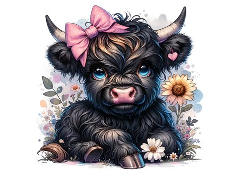 Highland Cow Png, Handmade Crafts Gifts, Cartoon Cow, Butterfly Kids, Highland Cows, Cow Png, Kit Design, Mosaic Wall Art, Dog Flower