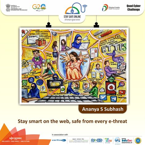 #Painting_of_the_day🎨🖌️ #staysafeonline #cybersecurity #g20india #g20dewg #g20org #g20summit #besafe #staysafe #ssoindia #meity #mygovindia #india #Quad #Quad2023 #QuadCyberCampaign #QuadCyberChallenge #POCSO_Act #FridayVibes #NDTV For more content visit our website or click the link in the bio - https://www.staysafeonline.in/ Digital Safety Poster, Netiquette Poster, Digital India Posters, Art Competition Ideas, Women Safety, Poster Competition, Poster Creative, India Poster, Pencil Drawing Images