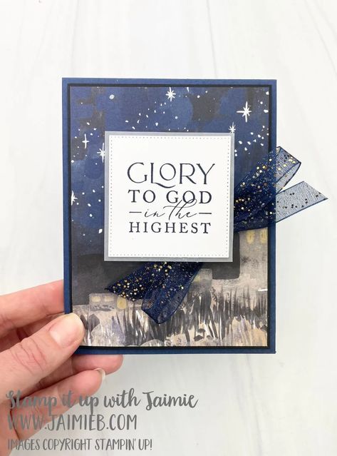 Stampin' Up! Night Divine Glory to God Card Nativity Christmas Cards, Stamped Christmas Cards, Glory To God, Oh Holy Night, Homemade Christmas Cards, Stampin Up Christmas Cards, O Holy Night, Stampin Up Christmas, Sketch Challenge