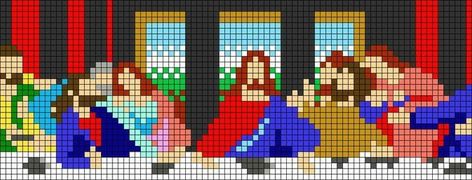 Alpha Patterns Pixel Art, Cross Stitch Pattern Maker, Last Dinner, Christian Cross Stitch, Mini Cross Stitch, Pixel Pattern, Crochet Cross, Bead Loom Patterns, Perler Patterns