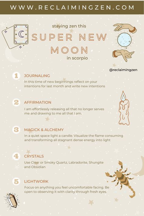 Stay Zen this New Moon with these 5 mindful activities. ➡️ ➡️ ➡️ Click Image to visit RECLAIMINGZEN.COM for spiritual tools and blogs that support enlightened living and the awakening process! #reclaimingzen #zen #spiritual #ascension #consciousness #crystals #chakras #meditation #spirituality #guidance #soul #wisdom #5d #healing #yoga #astrology #awakening #lightworker #thirdeye #spiritualawakening #wellbeing #manifestation #spiritualquotes Super New Moon, Crystals Chakras, New Moon Ritual, Mindful Activities, Chakras Meditation, Meditation Spirituality, Spiritual Ascension, Moon Ritual, New Moon Rituals