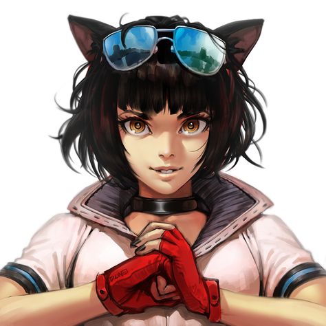 Neko Girl, Derrick Chew on ArtStation at https://www.artstation.com/artwork/RgALO?utm_campaign=notify&utm_medium=email&utm_source=notifications_mailer Cracking Knuckles, Derrick Chew, Short Hair Drawing, Cat Woman, Girl Short Hair, Girls Characters, How To Draw Hair, Cat Girl, Anime Artwork