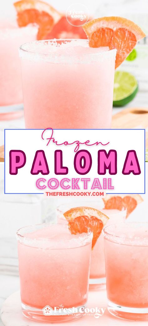 Spice up your Cinco de Mayo celebration with this Frozen Paloma Cocktail recipe! 🌶️🍹🍊 #CincoDeMayo #FrozenPalomaRecipe via @thefreshcooky https://www.thefreshcooky.com/easy-frozen-paloma-cocktail/ Frozen Paloma, Paloma Recipe, Margarita Salt, Paloma Cocktail, Craft Cocktail Recipe, Rimmed Glasses, Tamale Pie, Grapefruit Soda, Frozen Cocktails