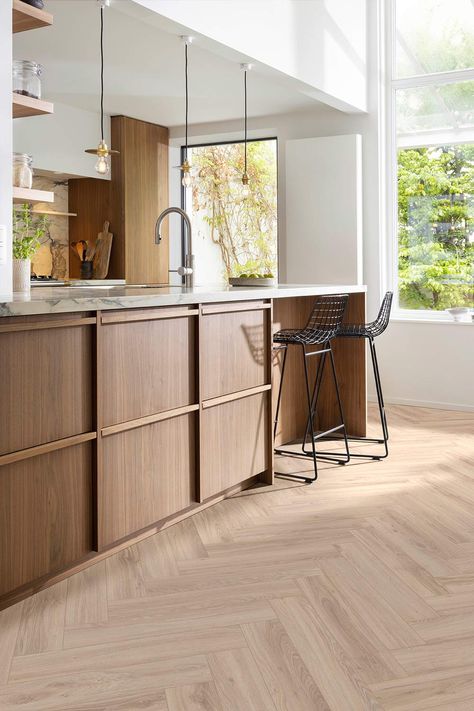 Luxury vinyl Kitchen flooring - Blackjack Oak 22210 Parquet Flooring Kitchen, Herringbone Floor Kitchen, Oak Floor Kitchen, Herringbone Vinyl Floor, Herringbone Kitchen, Vinyl Flooring Kitchen, Herringbone Wood Floor, Herringbone Wood, Wood Floor Kitchen