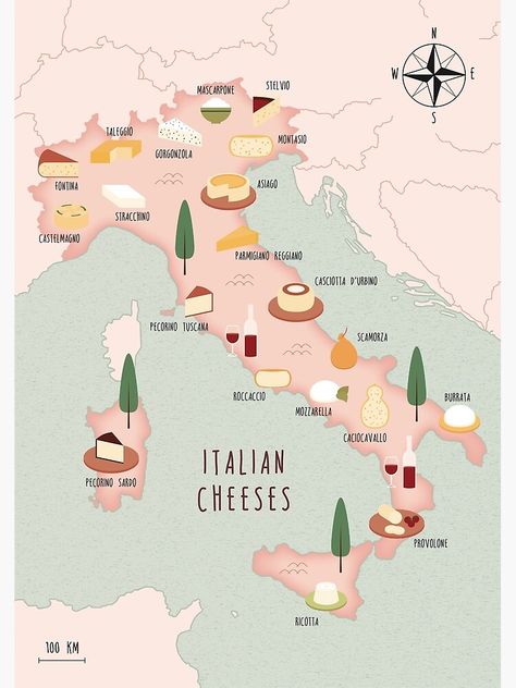 Vintage Fall Images, Romania Map, Cheese Art, Map Of Italy, Visual Map, Illustrated Maps, Travel Art Print, Italian Cheese, Italy Map