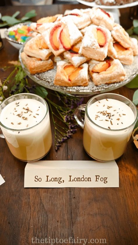 TTPD So Long London Fog Drink | The TipToe Fairy London Fog Drink, Lime Tartlets, Chocolate Scones, Drink If, Red Velvet Cake Mix, Tea Reading, Lavender Tea, Frothing Milk, Honey Recipes