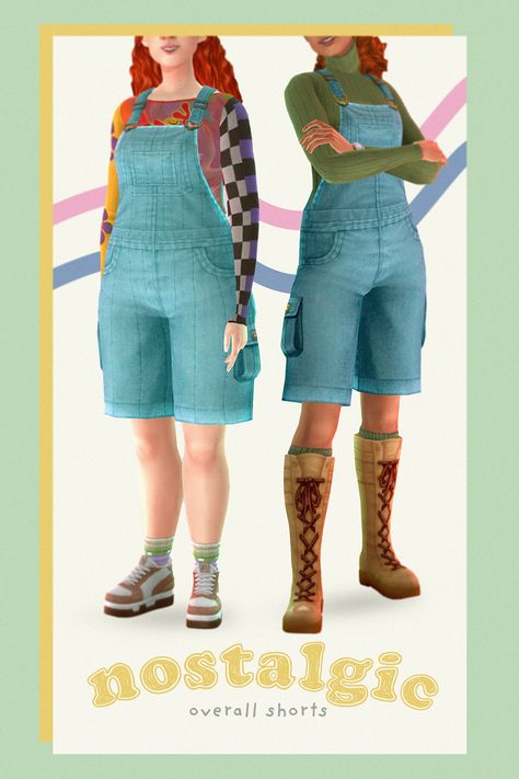 nostalgic overalls | 👖 | Mossylane on Patreon Lotes The Sims 4, Baggy Overalls, Farmer Outfit, Sims 4 Cas Mods, The Sims 4 Pc, Packing Clothes, Sims 4 Characters, Sims 4 Mods Clothes, Sims 4 Cas