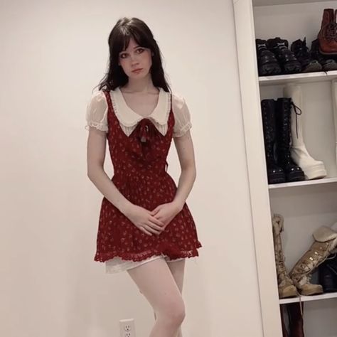 Red cute dress aesthetic Coquette Red Dress, Korean Aestethic, Cottagecore Valentines Day Outfit, Cat Valentine Inspired Outfits, Nora Fawn, Valentines Fit, Floral Coquette Red Dress, Summer Coquette Mini Corset Dress, Cute Short Dresses