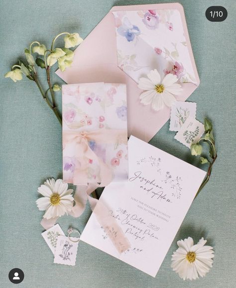 Portuguese Villa, Floral Wedding Cards, Wedding Pallet, Romantic Editorial, Wildflower Theme, Wedding Scotland, Pastel Wedding Theme, Wedding Layout, Debut Invitation