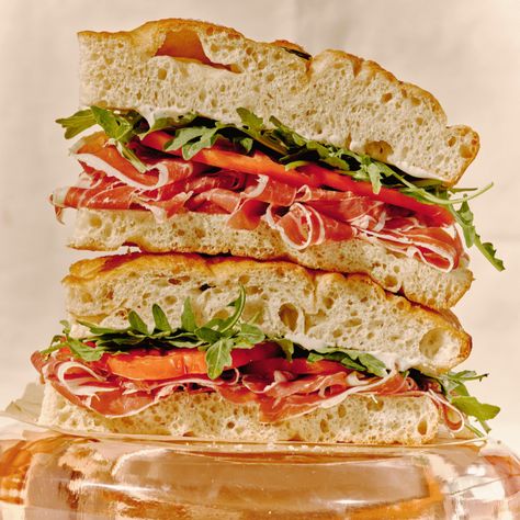 Crispy Prosciutto Sandwich, Prosciutto Brie Sandwich, Grilled Prosciutto Sandwich, Prosciutto Ciabatta Sandwich, Prosciutto Mozzarella Sandwich, Focaccia Sandwich, Plant Based Pancakes, Prosciutto Sandwich, Make Focaccia