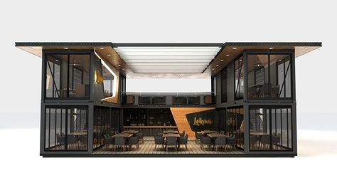 Sign Shipping Container Restaurant, Shipping Container Architecture, Shipping Container Design, Cargo Container Homes, Container Restaurant, Container Cafe, Shipping Container Home Designs, Shipping Container House Plans, Container Buildings