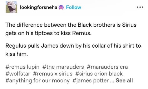 starchaser-stuff | Facts #jamespotter #regulusblack #remuslupin #siriusblack #wolfstar #jegulus #remusxsirius #siriusxremus #regulusxjames #jamesxregulus… | Instagram Jegulus Fanfic Spicy, Wolfstar Jegulus, Black Brothers, Slytherin Skittles, Instagram Facts, Gay Harry Potter, Images Harry Potter, Harry Potter Ships, Harry Potter Headcannons