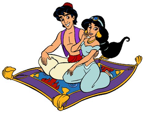 Jasmine and Aladdin Aladdin Art, Disney Characters Christmas, Disney Movie Characters, Disney Clipart, Genie Aladdin, Aladdin Jasmine, Flying Carpet, Aladdin And Jasmine, Disney Princess Drawings