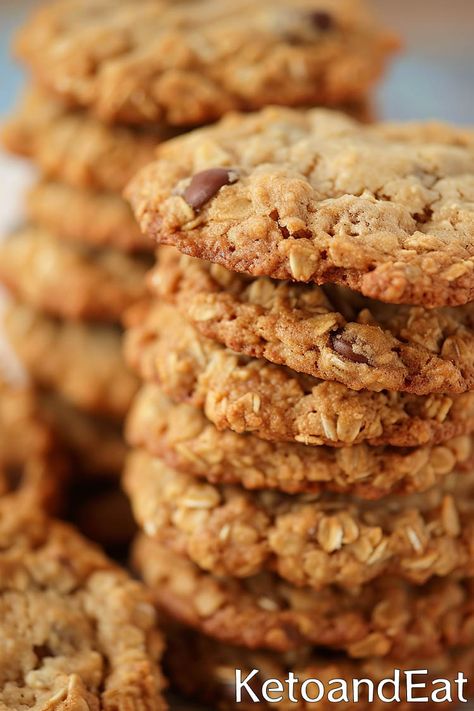 Keto Oatmeal Cookies: Easy Low Carb Recipe | KetoAndEat Keto Oatmeal Cookies With Almond Flour, Keto Pumpkin Oatmeal Cookies, Keto Apple Cookies, Keto Oatmeal Cookies Recipes, Low Carb Oatmeal Recipes, Keto Oatmeal Recipes, Low Calorie Oatmeal Cookies, Low Carb Oatmeal Cookies, Keto Oatmeal Cookies