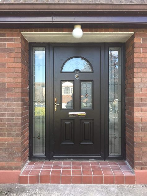 Palladio bog oak door with side screens Palladio Doors, Door Remodel, Hall Door, Entry Room, Composite Front Door, Composite Doors, Porch Door, Oak Door, Porch Doors