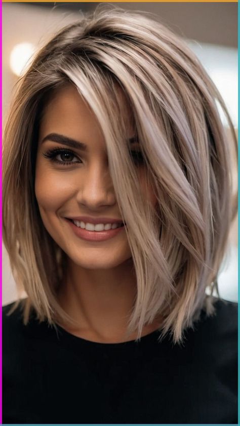 Best Mid Length Haircuts For Fine Hair, Bob Straight Haircut, Mid Length Haircuts With Layers, Layered Mid Length Bob, 2024 Trendy Hairstyles, Short Haircut With Layers Medium, Haircuts For Fine Thick Straight Hair, Long Bob Hairstyles Straight Hair, Short Length Hair With Layers Straight