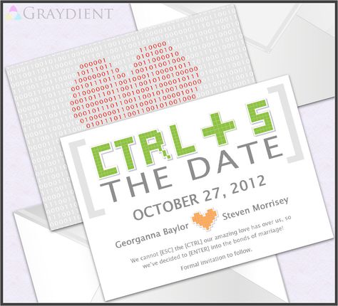 Geek Pixel Save the Date - CUSTOM Printed - Invitation for Wedding, Party, or Event. $35.00, via Etsy. Birthday Surprise For Husband, Science Wedding, Geeky Chic, Geek Party, Wedding Invitation Ideas, Geeky Wedding, Invite Ideas, Surprises For Husband, Ticket Design