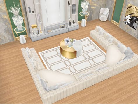 White And Gold House, Casas The Sims Freeplay, Living Room Design Layout, Sims Freeplay Houses, Sims Free Play, Gold Living Room, Sims Ideas, Sims House Design, Sims Freeplay