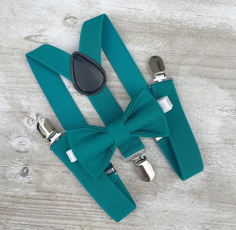 Green Suspenders Wedding, Olive Green Suspenders Wedding, Ring Bearer Outfit Suspenders Sage Green, Sage Green Bow Tie And Suspenders, Green Bow Tie And Suspenders, Teal Bow Tie, Green Suspenders, Mens Braces, Ring Bearer Boy