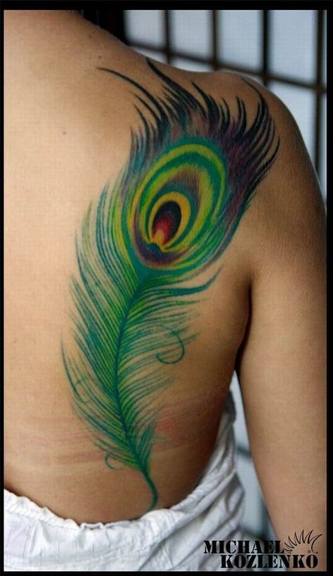 peacock feather tattoo on back Peacock Feather Tattoo Meaning, Peacock Tattoos, Feather Tattoo Meaning, Little Bird Tattoos, Tato Flash, Peacock Feather Tattoo, Peacock Tattoo, Kunst Tattoos, Feather Tattoo Design