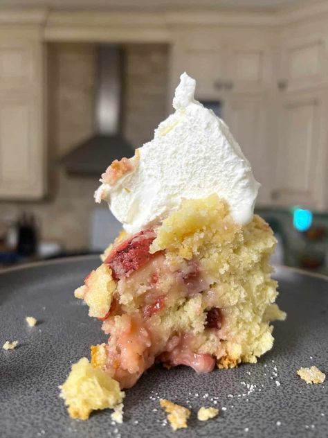 Sourdough Strawberry Shortcake Cake - Acts Of Sourdough Sourdough Strawberry Shortcake, Sourdough Strawberry, Recipe Using Sourdough Starter, Discard Recipe, Shortcake Cake, Strawberry Breakfast, Strawberry Shortcake Cake, Sourdough Starter Discard Recipe, Sour Foods