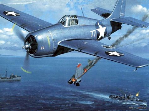 World War II Pacific Theater Aerial Battle Airo Planes, Sbd Dauntless, F6f Hellcat, Flying Art, The Art Of Flight, Plane Art, Aviation Theme, Military Pins, Wwii Airplane