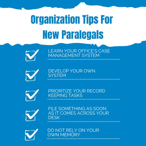 Whether you work for a very busy attorney as a personal injury paralegal or as a litigation paralegal in a solo firm, keeping the office organized and the records updated is going to be a very important task and one that you constantly have to stay on top of. With the organization tips above you can avoid overwhelm in a fast-paced environment and make sure record-keeping impresses your supervisors. Here's to shining like the rockstar paralegal that you are! Paralegal Organization Desks, Legal Assistant Organization, Personal Injury Paralegal, Paralegal Organization, Paralegal Tips, Litigation Paralegal, Document Binder, Paralegal Studies, Law School Organization