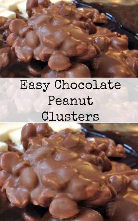 Peanut Clusters In Crockpot, Decadent Cheesecake, Chocolate Peanut Clusters, Chocolate Clusters, Peanut Clusters, Crunch Recipe, Diy Easy Recipes, Space Food, Heath Bars