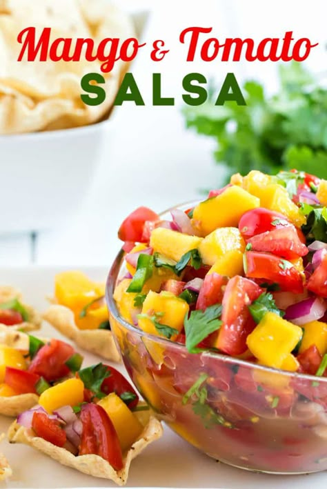 Mango Tomato Salsa, Blueberry Mango Smoothie, Fresh Mango Salsa, Fresh Salsa Recipe, Mango Salsa Recipes, Fresh Tomato Recipes, Salsa Fresca, Fresh Tomato Salsa, Salsa Recipes