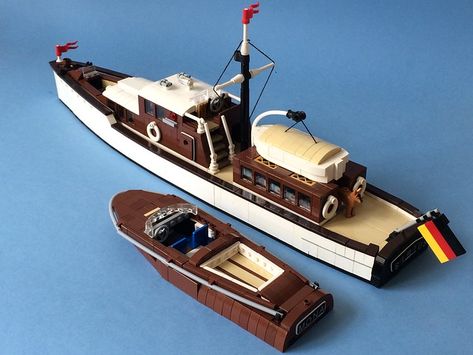 Two boats Lego Yacht, Lego Objects, Lego Boats, V4 Engine, Lego Boat, Classic Sailboat, Construction Lego, Lego Inspiration, Lego Spaceship