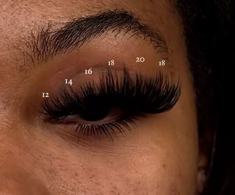 Chunky Lash Extensions, Wispy Doll Eye Lash Map, Color Lash Sets, Eye Lash Extensions Styles Mapping, Lash Cluster Ideas, Lash Set Names, Lash Map Black Women, Fluffy Lashes Extensions, Classic Lash Set Mapping