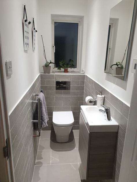 Small Bathroom Ideas Toilet And Sink Only, Small Clock Room Toilet Ideas, Small Toilet Ideas Downstairs Loo With Window, Cloakroom Toilet Ideas Downstairs Loo With Window, Downstairs Toilet Tiling Ideas, Downstairs Toilet With Window, Small Toilet With Window, Small Toilet Design Ideas, Single Toilet Room Ideas