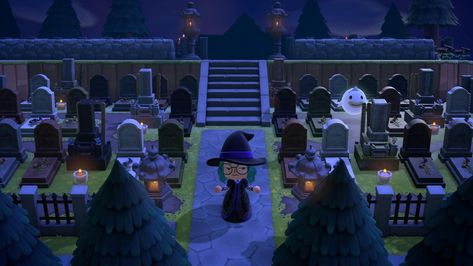 Animal Crossing New Horizons Graveyard Animal Crossing Graveyard Ideas, Gothcore Animal Crossing, Animal Crossing Dark Aesthetic, Animal Crossing Creepy, European Acnh, Creepy Animal Crossing, Acnh Horrorcore, Fallcore Acnh, Spooky Island Animal Crossing